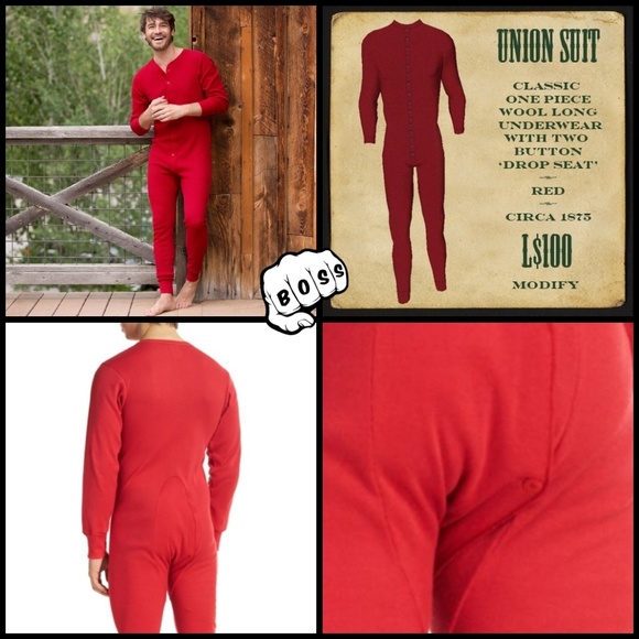INDERA Underwear & Socks Red Union Suit Long Johns Flapjacks Button